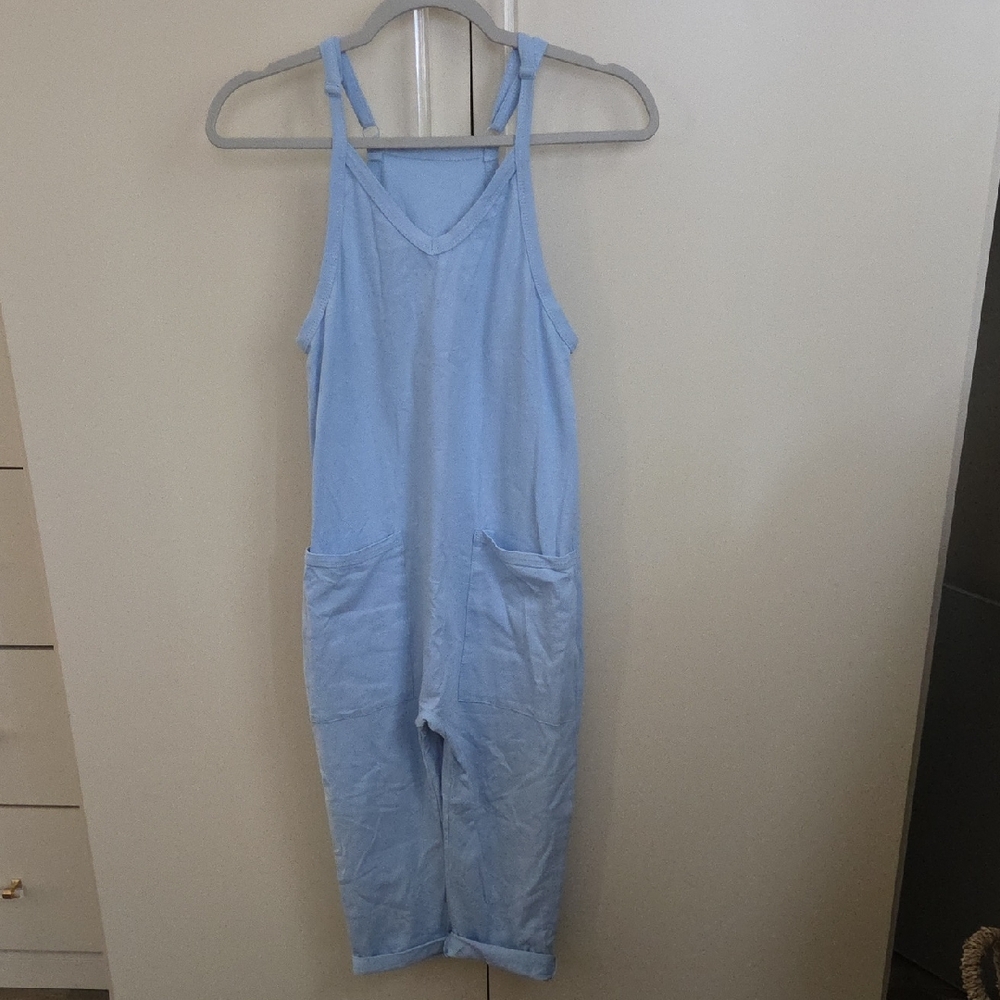 Cutest! 10/12 Light Blue Sleeveless Jumpsuit With Pockets